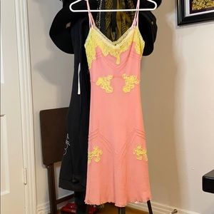 Pink and yellow Betsey Johnson slip dress